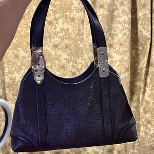 Gucci Black Shoulder Bag with Gold Accents